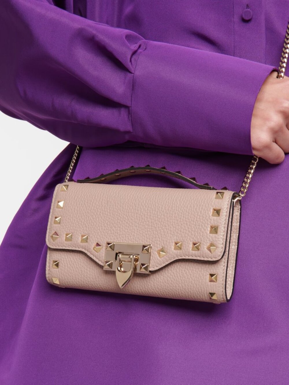 Valentino Garavani Rockstud Mini leather wallet on chain